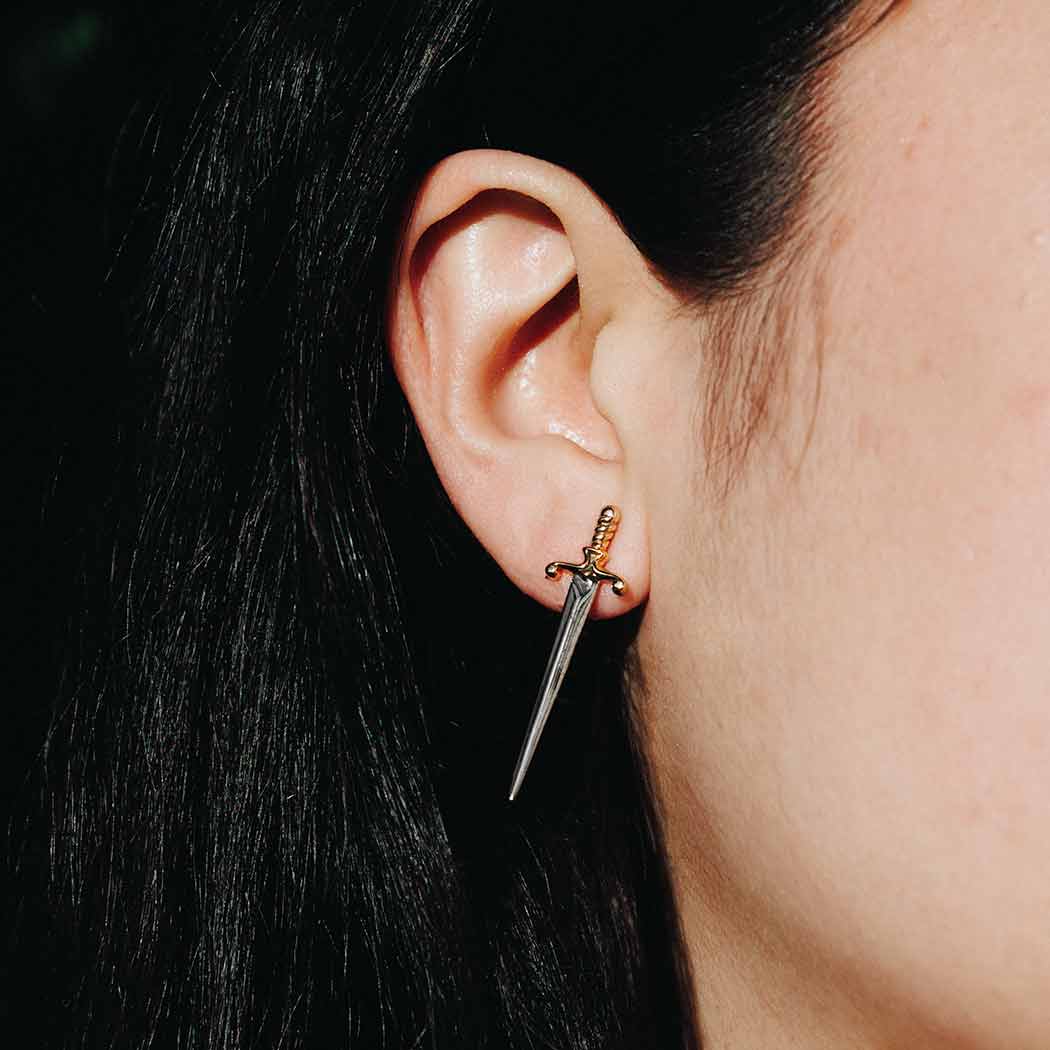 Nina Designs Mixed Metal Sword Earrings