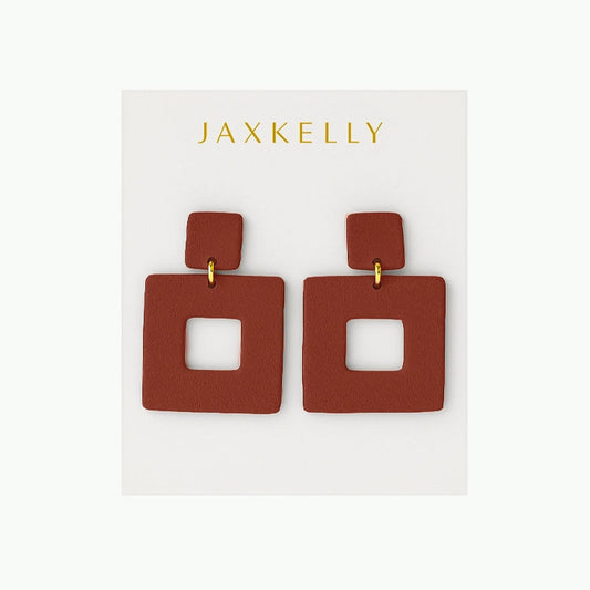JaxKelly Terracotta Square Clay Earrings