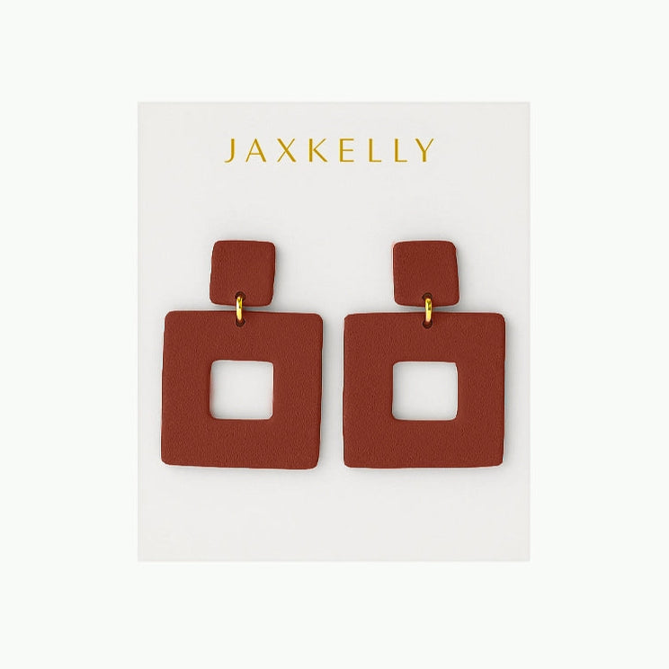 JaxKelly Terracotta Square Clay Earrings