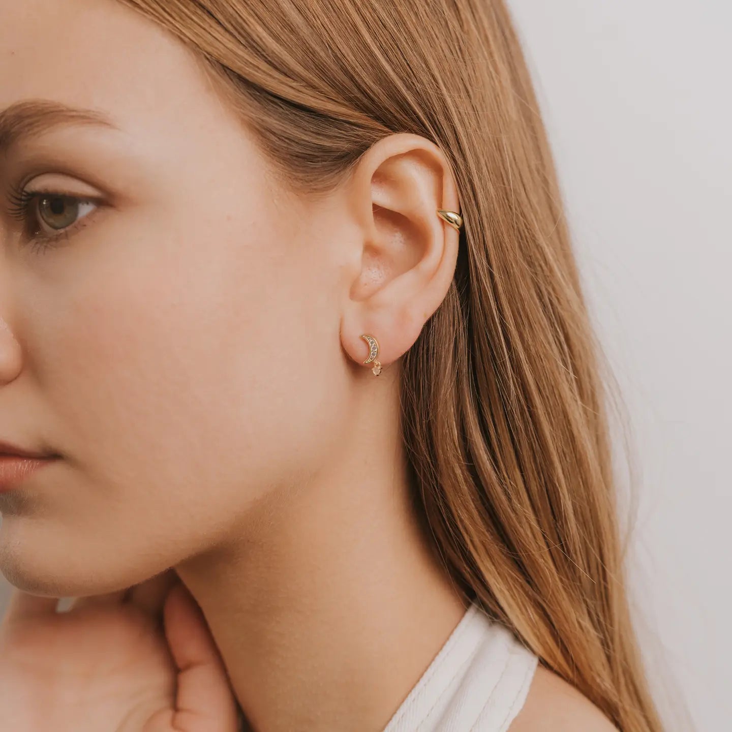 JaxKelly Moon Drop Earrings w/Rose Quartz