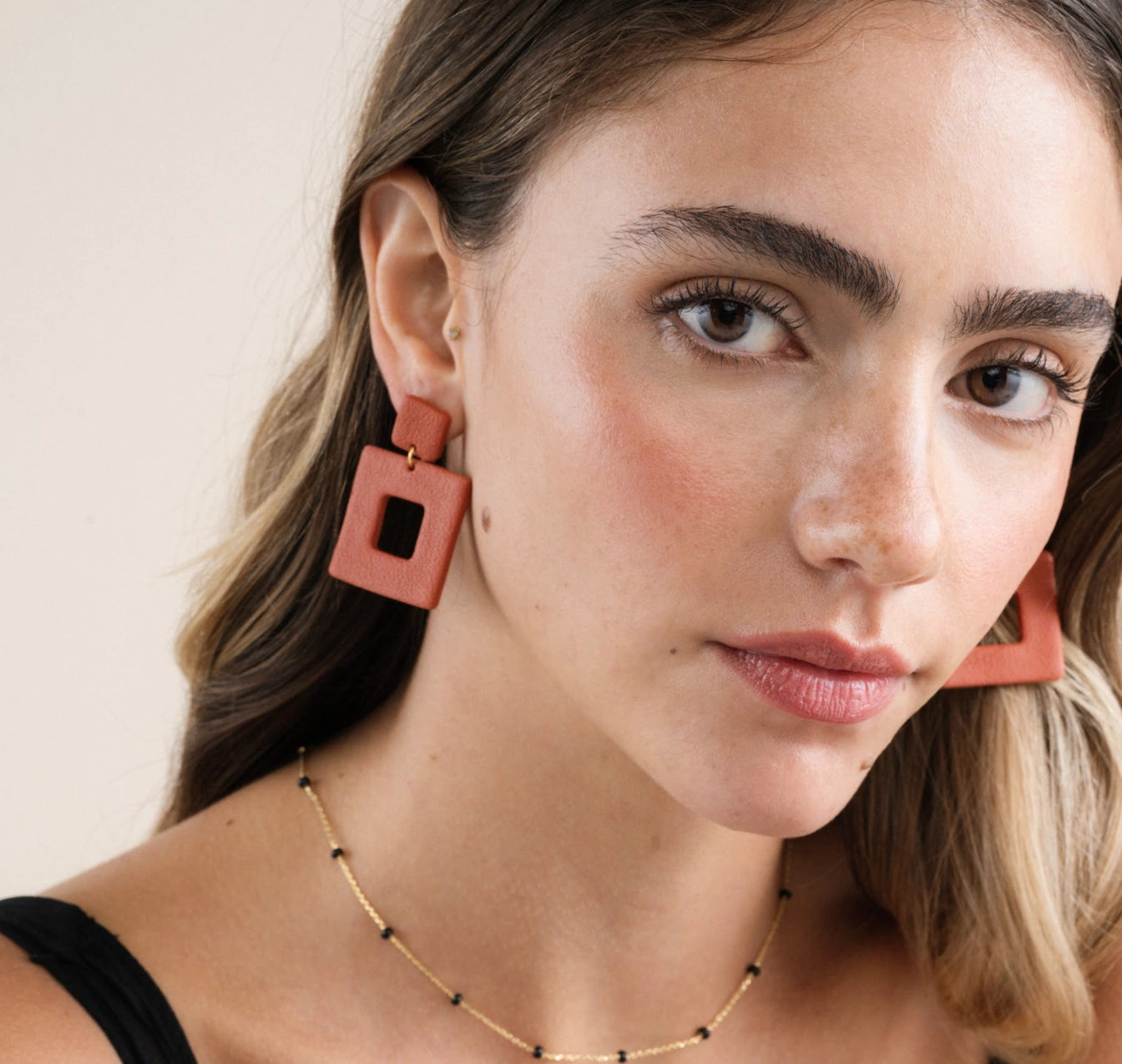 JaxKelly Terracotta Square Clay Earrings