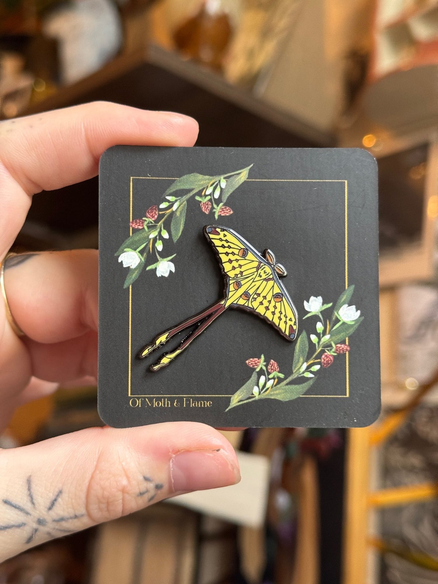 Of Moth and Flame "Comet Moth" Enamel Pin