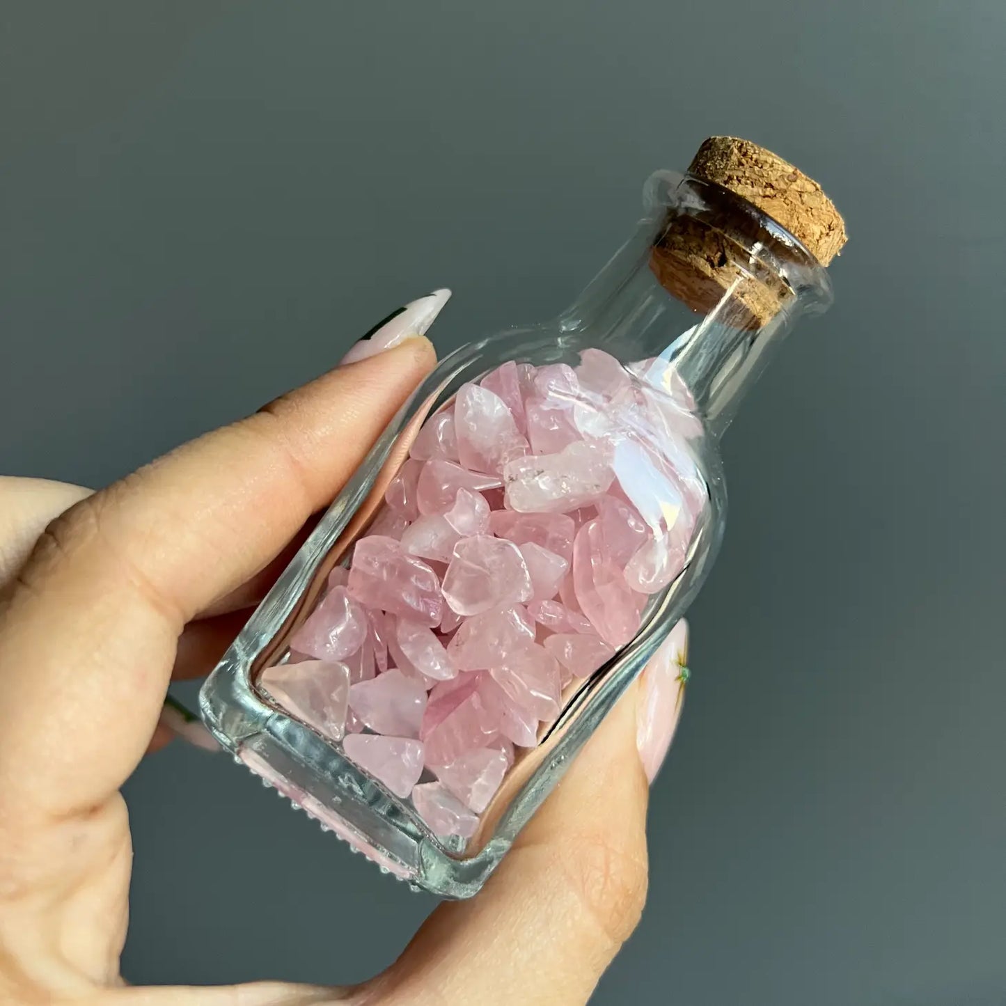 Rose Quartz Crystal Chip Jar