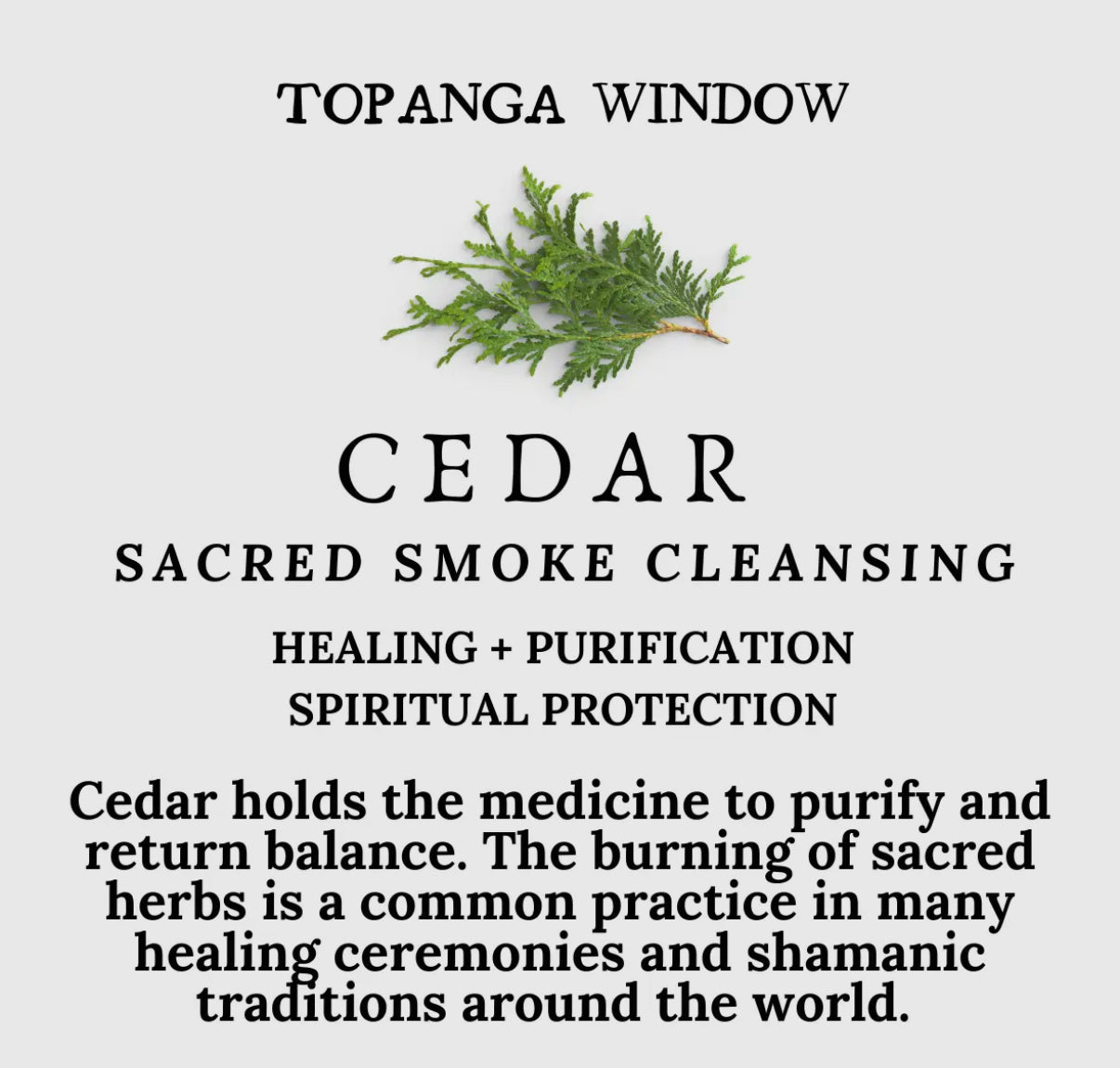 Topanga Window "Cedar Smoke Cleansing Stick" w/Rosemary, Thyme + Cinnamon