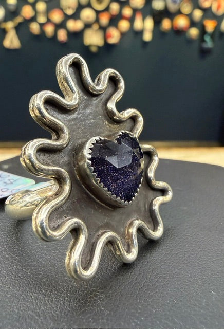 Neon Ghost "Goldstone Squiggle Heart" Ring