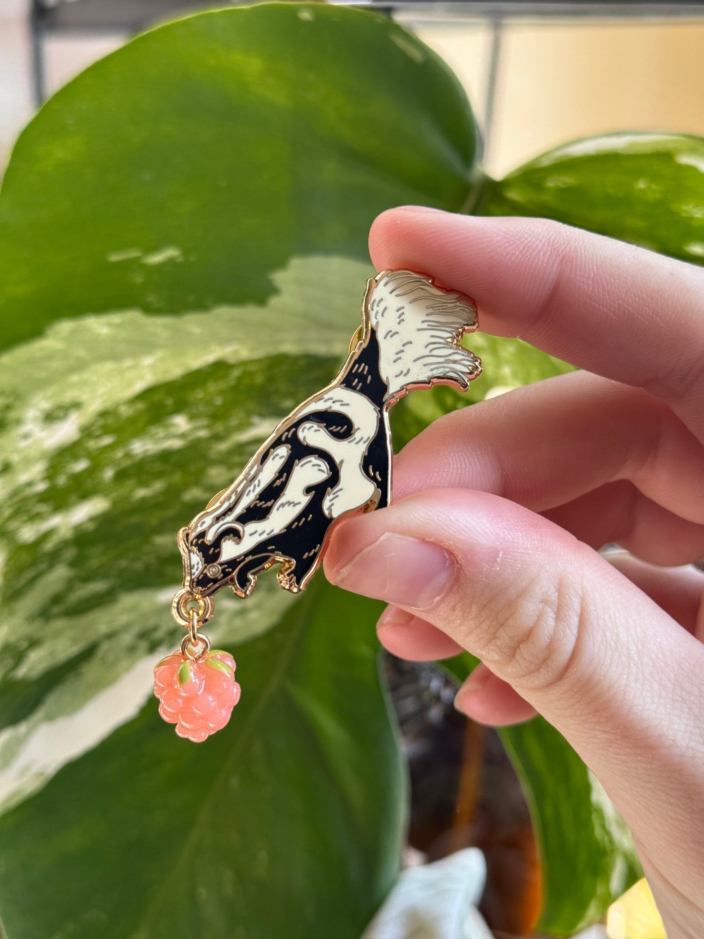 Of Moth and Flame "Spotted Skunk w/Charm" Enamel Pin