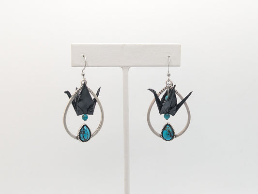 Chronic Baubles Origami Jewelry "Turquoise Raven" Earrings