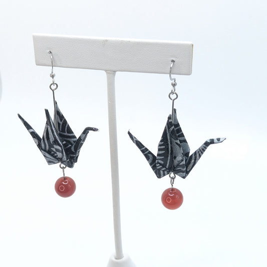 Chronic Baubles Origami Jewelry "Dark Washi Cranes" Earrings