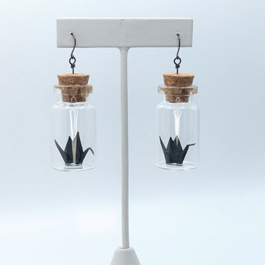 Chronic Baubles Origami Jewelry "Caged Raven" Earrings