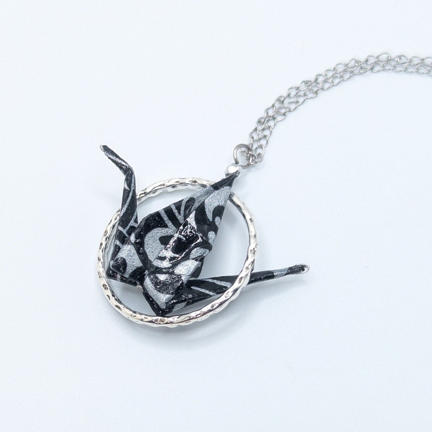 Chronic Baubles Origami "Dark Washi Crane" Necklace