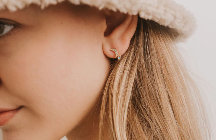 JaxKelly Moon Drop Earrings w/Opal