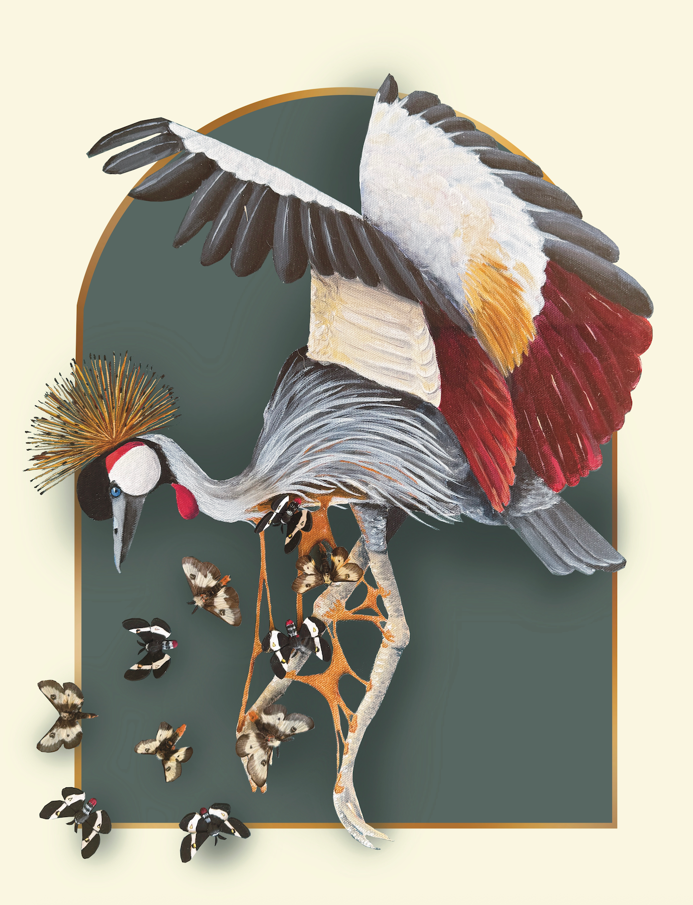 Of Moth and Flame "Grey Crowned Crane" Print