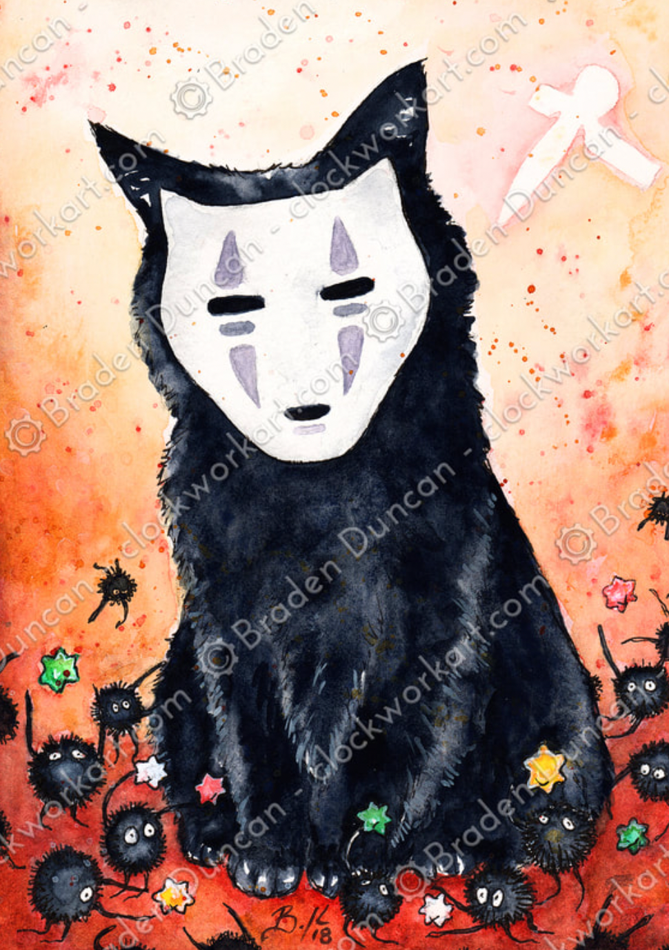 Clockwork Art "Faceless Spirit Kitten" Print