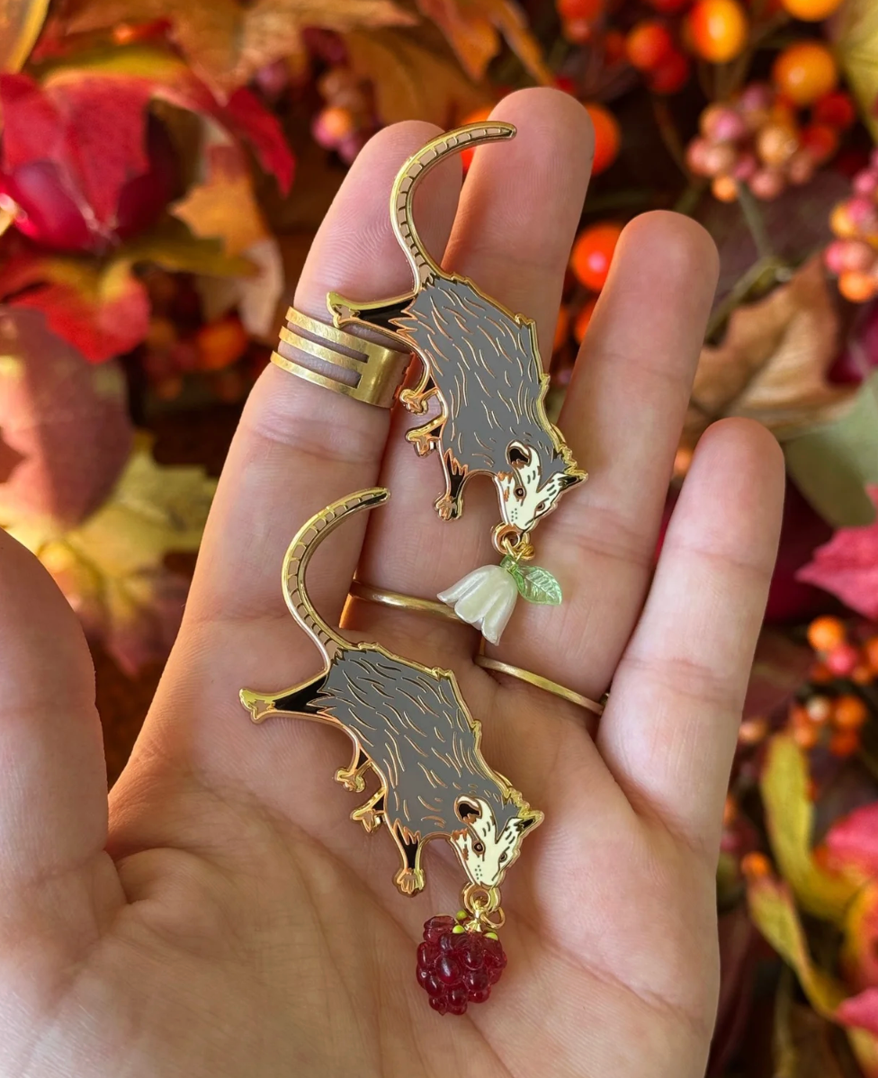 Of Moth and Flame "Baby Opossum" Enamel Pin