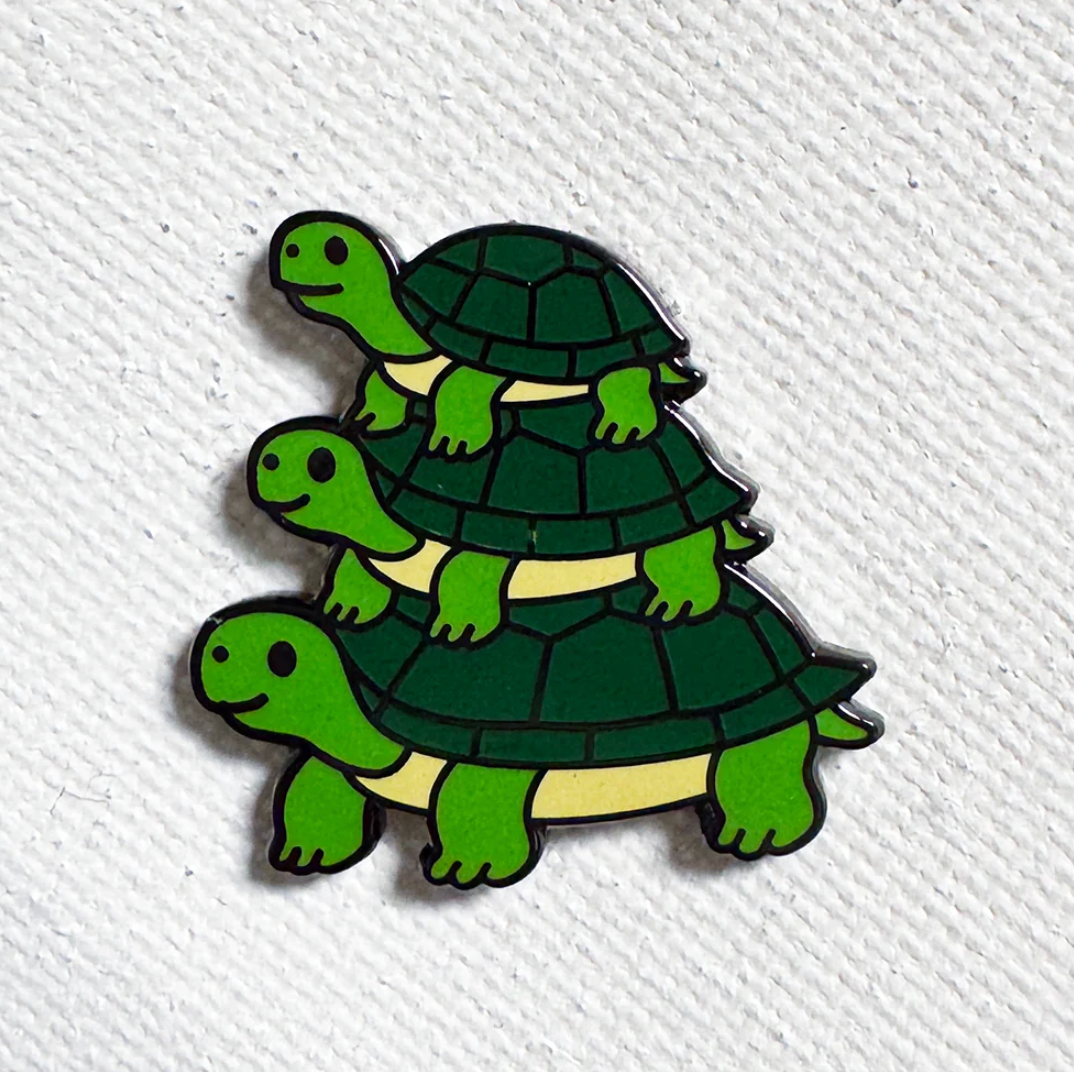 Strike Gently Co. "Turtle Stack" Enamel Pin *PRE-ORDER 12/3*