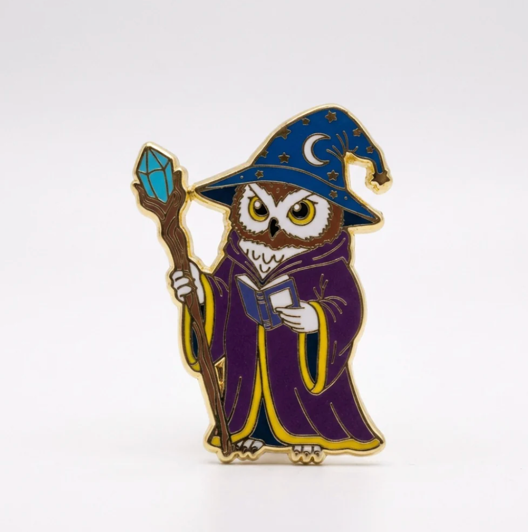 Strike Gently Co. "Owl Mage" Enamel Pin *PRE-ORDER 6/1*