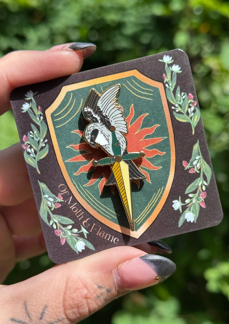 Of Moth & Flame "Shrike & Sword" Enamel Pin