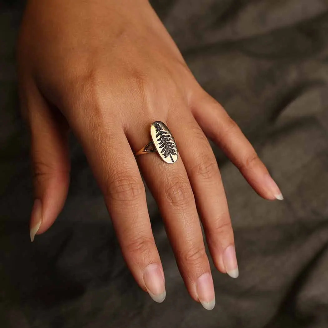 Nina Designs "Etched Pine Tree" Bronze Ring