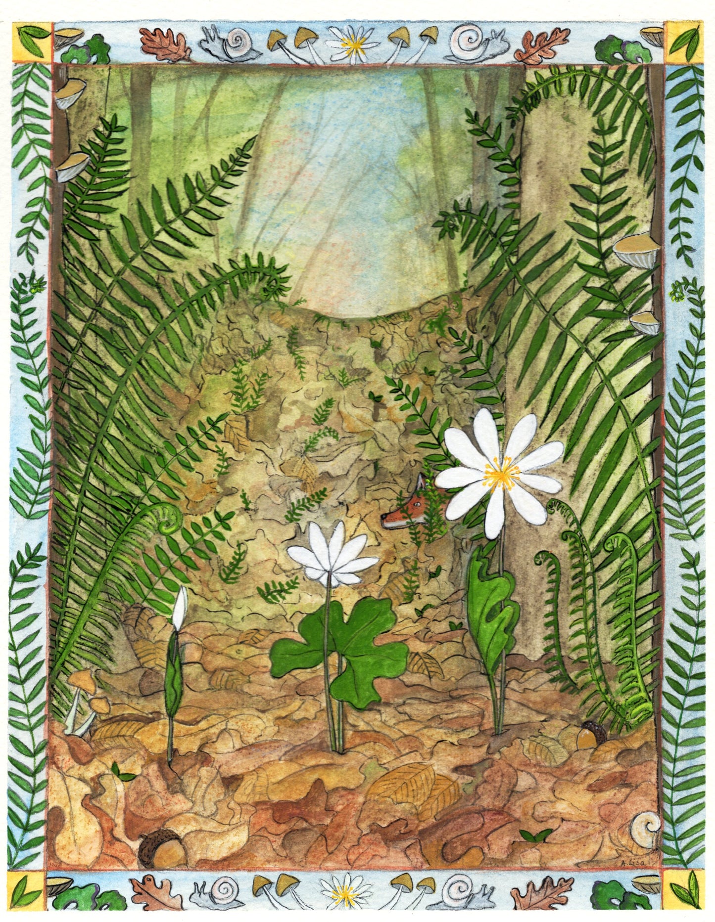 Annabell Lisa "Bloodroot with Fox"