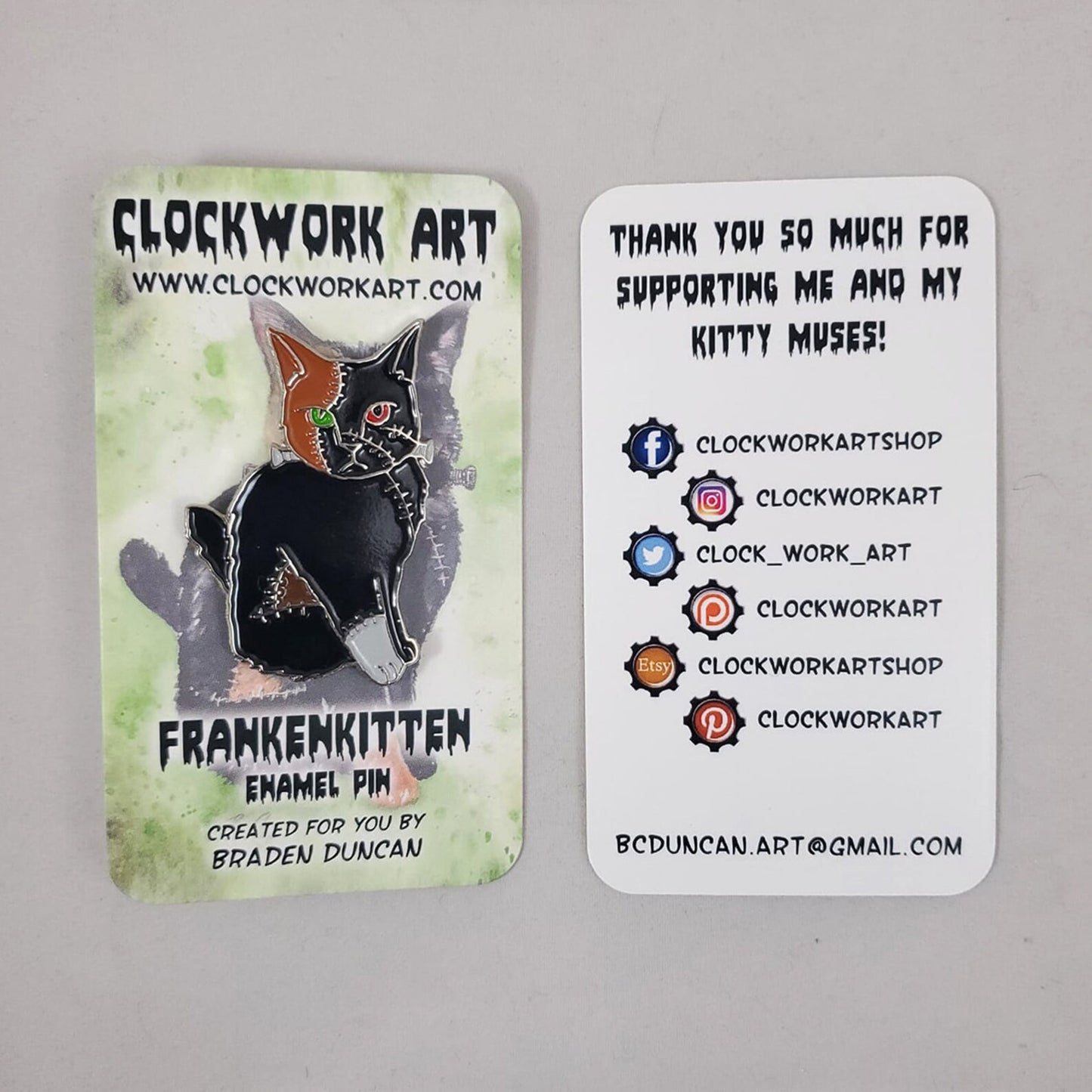 Pin de esmalte "Frankenkitten" de arte mecánico