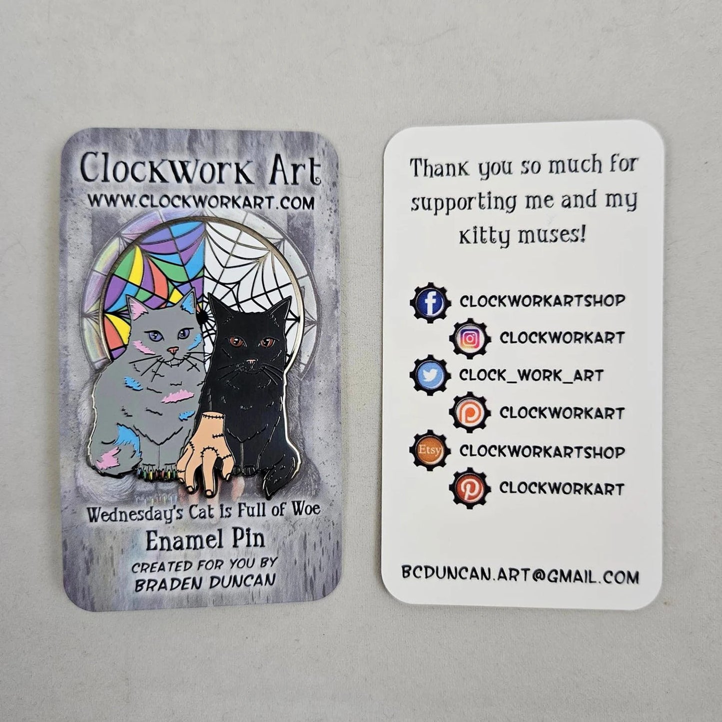 Clockwork Art "Cat is Full of Woe" Enamel Pin