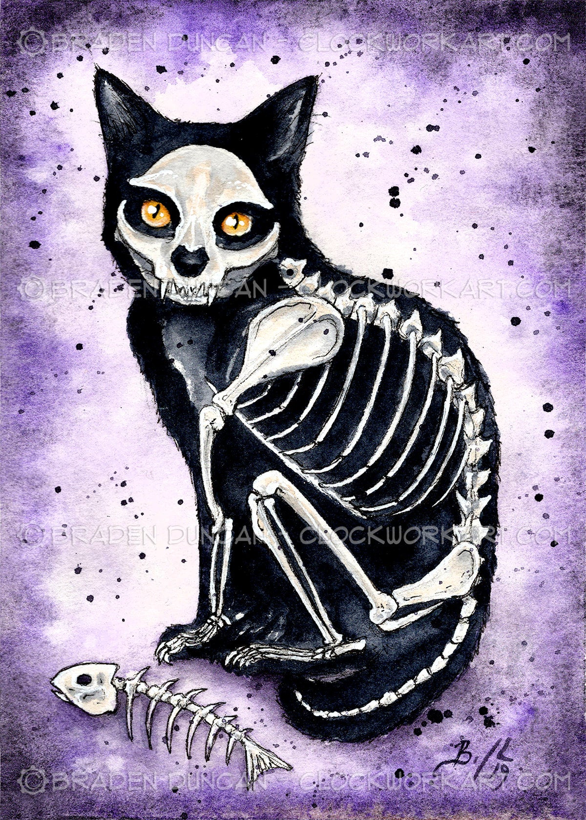 Clockwork Art "Skelekitten" Print