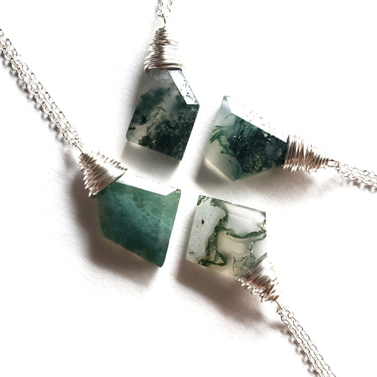 Mrs. Robinson's Affair Moss Agate Pendants