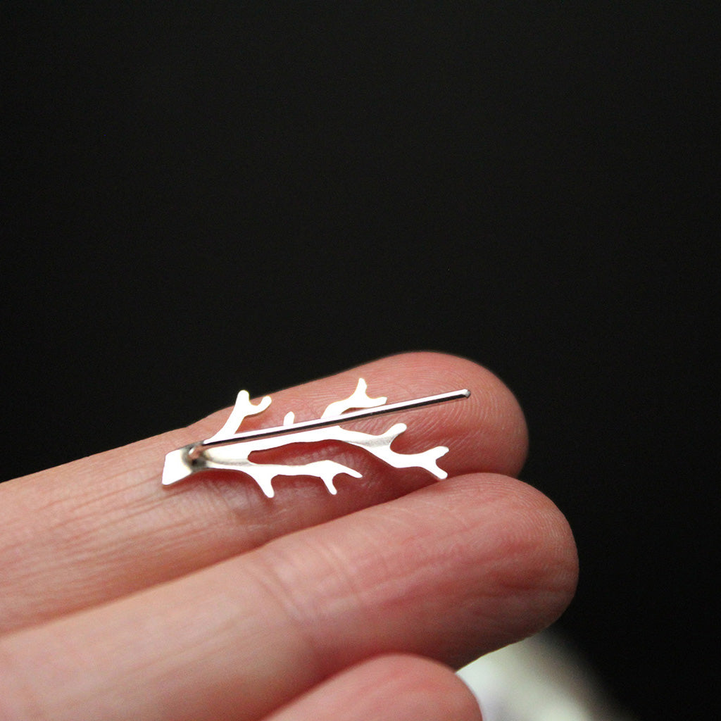 Crystal DeRosier Coral-Inspired Sterling Crawler Earring Pin Clips