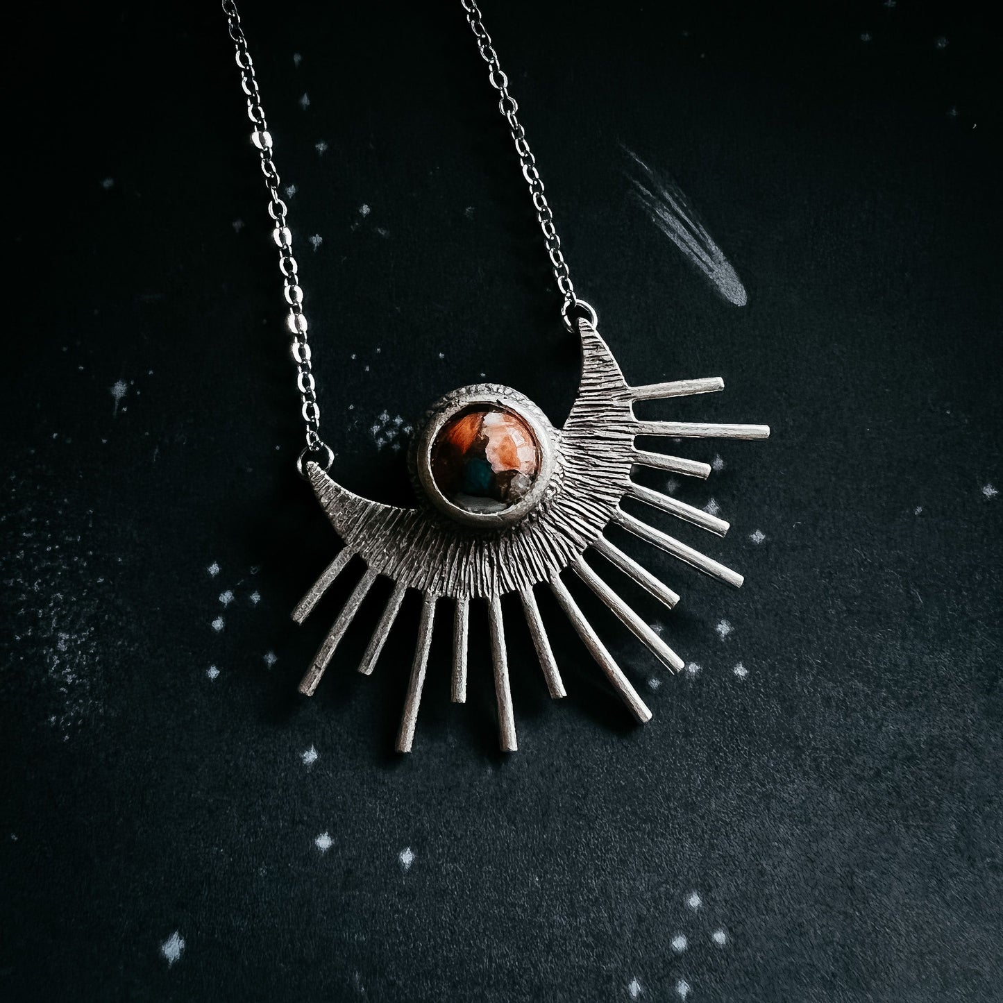 Yugen Sun Goddess Necklace with Copper Oyster Turquoise