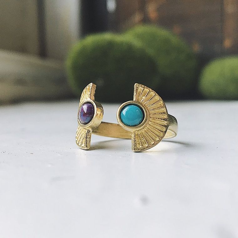 Yugen "Dawn to Dusk" Two Stone Turquoise Ring