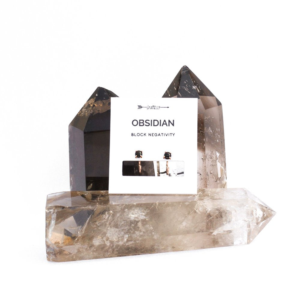 Pendientes Huggie de obsidiana de JaxKelly