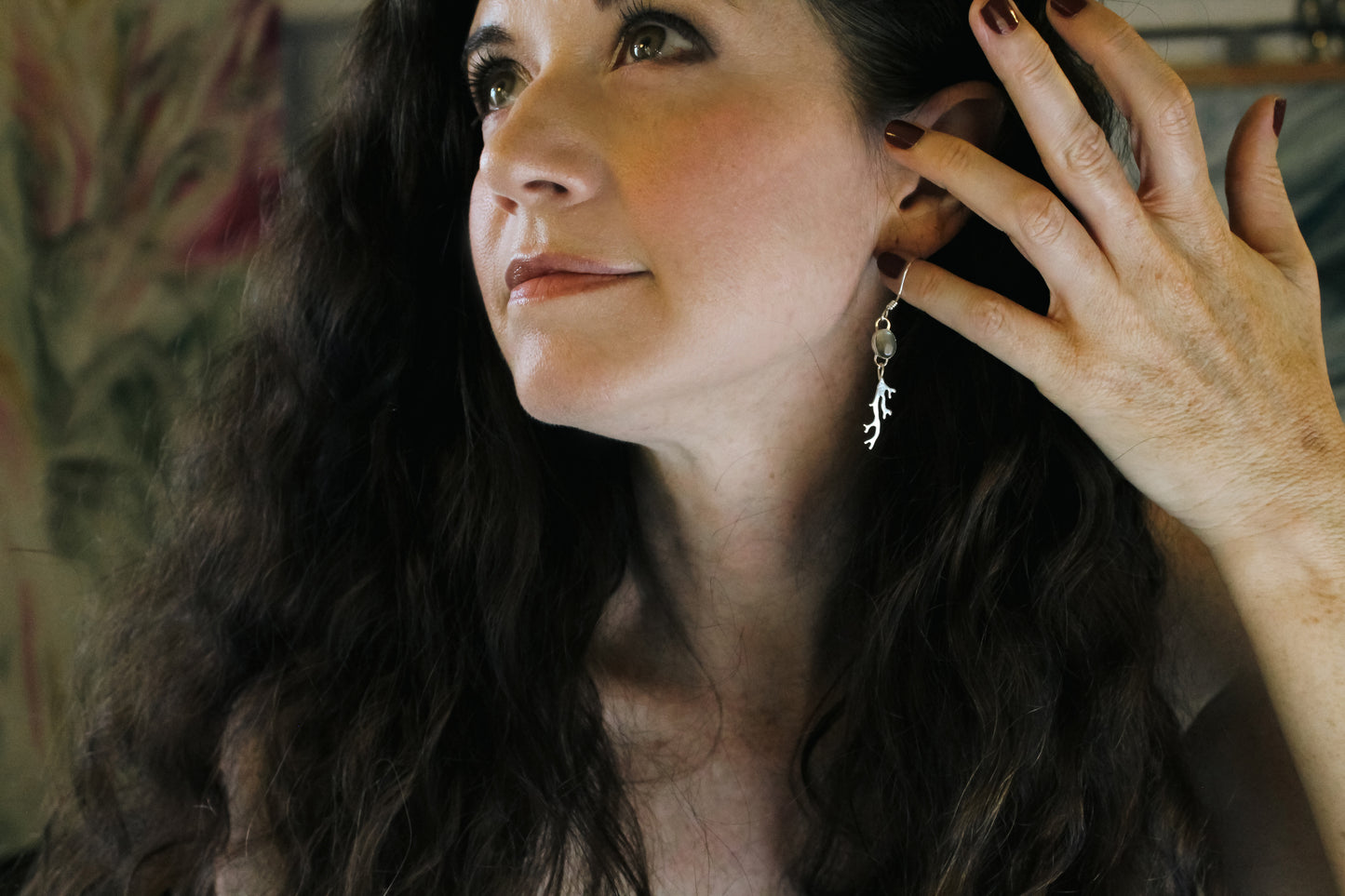 Crystal DeRosier Labradorite & Sterling Coral Fringe Earrings