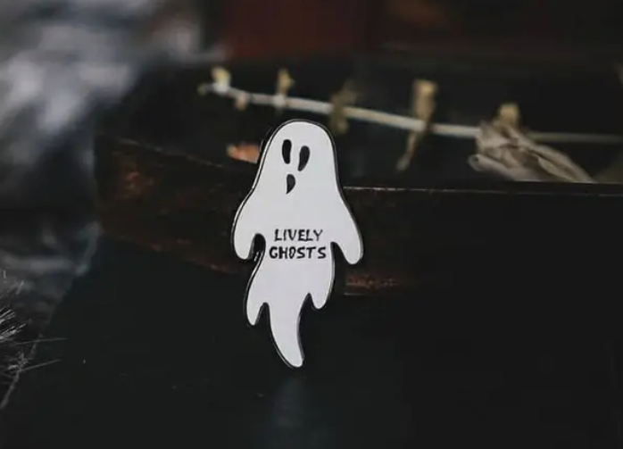 Lively Ghosts "Ghostie" Glow in the Dark Enamel Pin