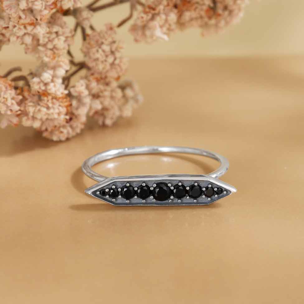 Nina Designs Black Crystal Stacking Ring