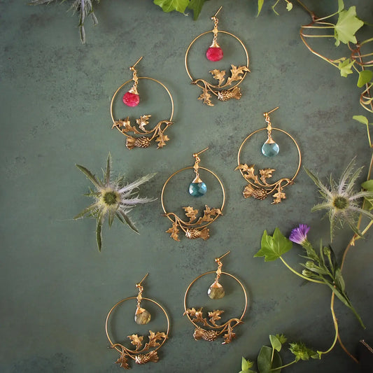 Trollbinde "Thistle" Hoops w/Labradorite *PRE-ORDER 10/20*