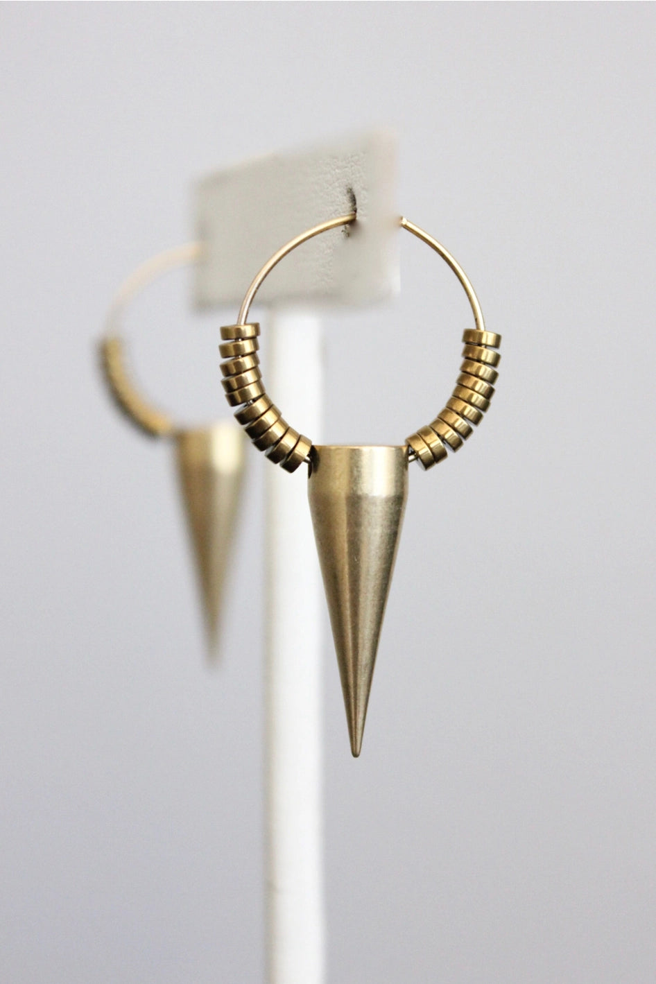 David Aubrey Gold Plated Hematite & Brass Spike Earrings