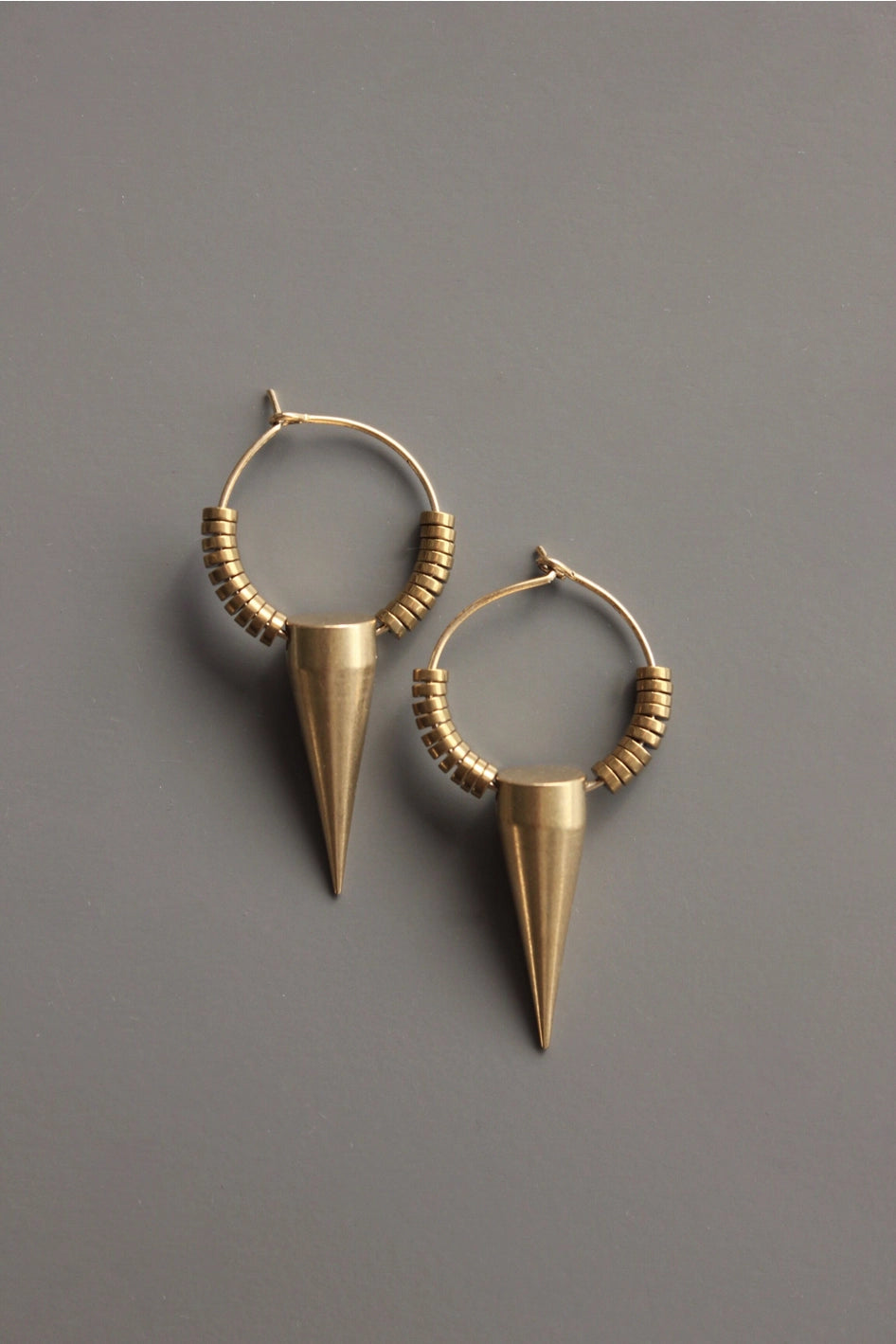 David Aubrey Gold Plated Hematite & Brass Spike Earrings