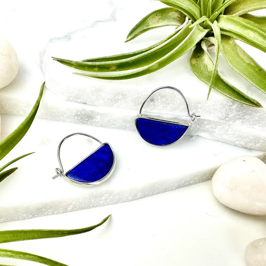 Minor Metal Lapis Lazuli Mini Hoops