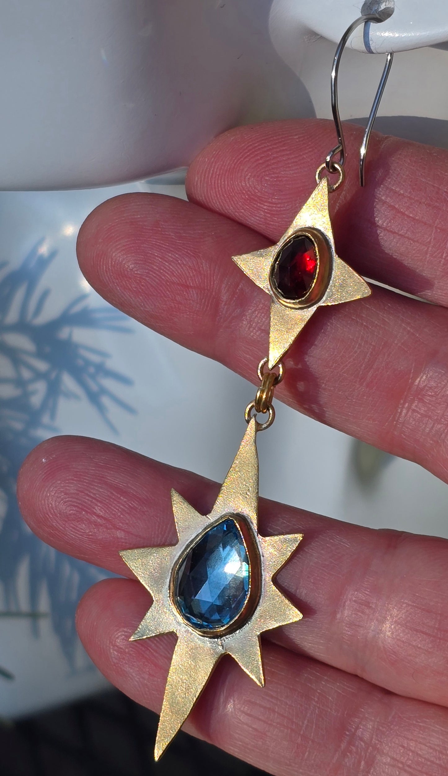 Lupanyxa "Celestial Stars Garnet & Blue Topaz" Earrings