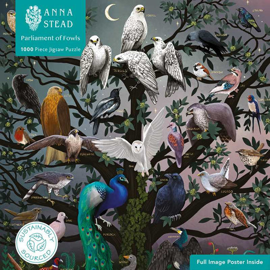 Parliament of Fowls: Sustainable Jigsaw Puzzle by Anna Stead
