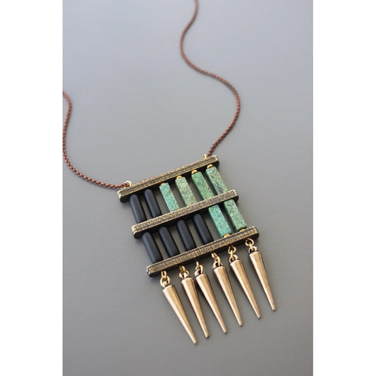 David Aubrey "Geometric Green Turquoise" Necklace *Pre-Order*