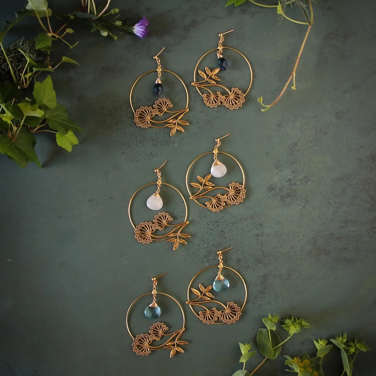 Trollbinde "Wild Carrot" Hoops w/Moonstone