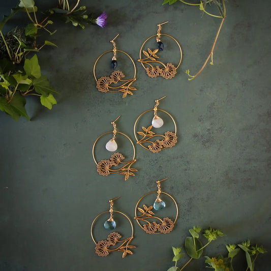 Trollbinde "Wild Carrot" Hoops w/Moonstone