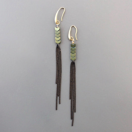 David Aubrey "Green Hematite" Shoulder Duster Earrings *Pre-Order*