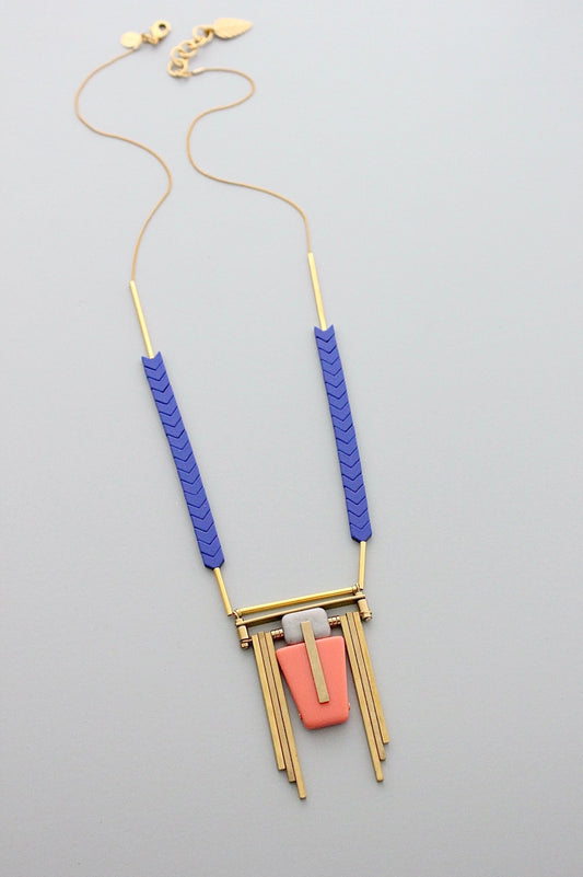 David Aubrey "Art Deco Acrylic & Magnesite" Necklace