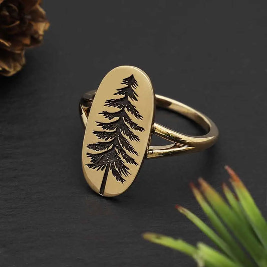 Nina Designs "Etched Pine Tree" Bronze Ring