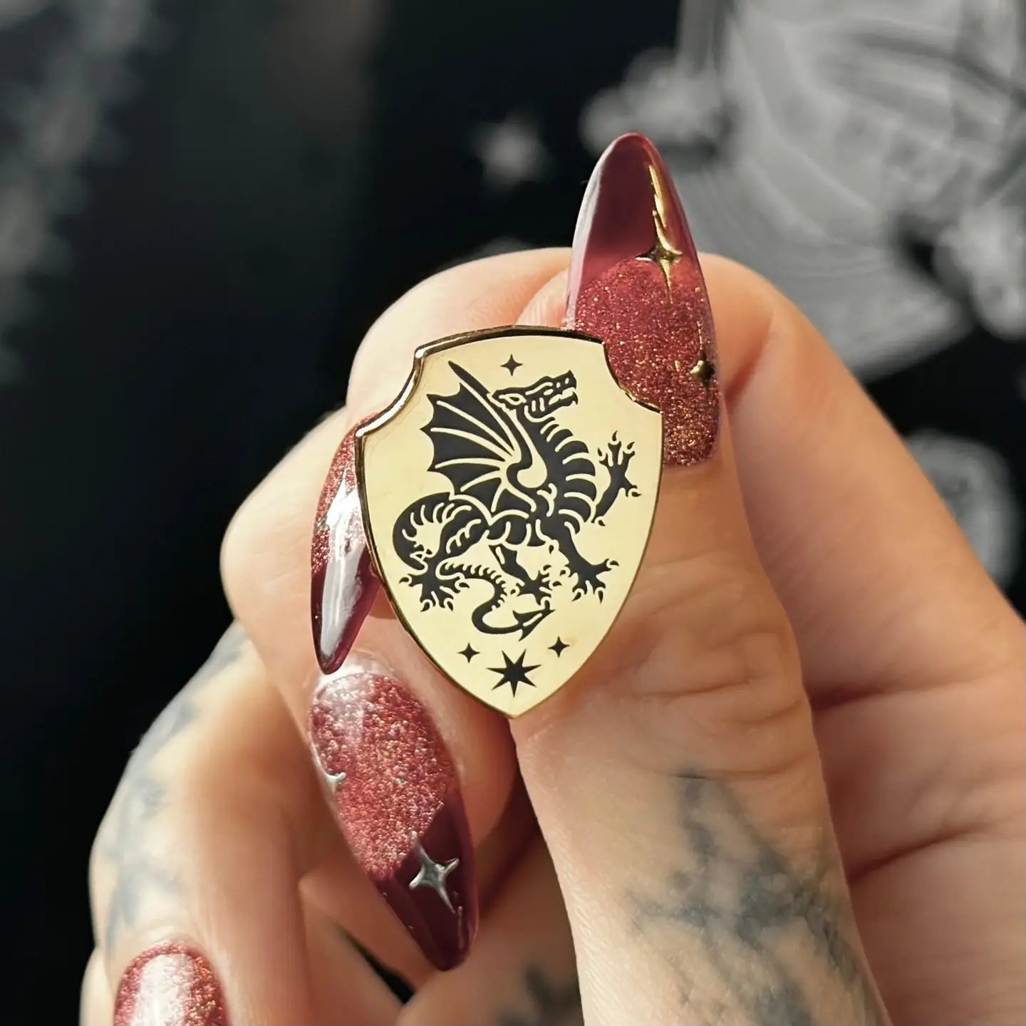 While Odin Sleeps "Dragon Shield" Enamel Pin