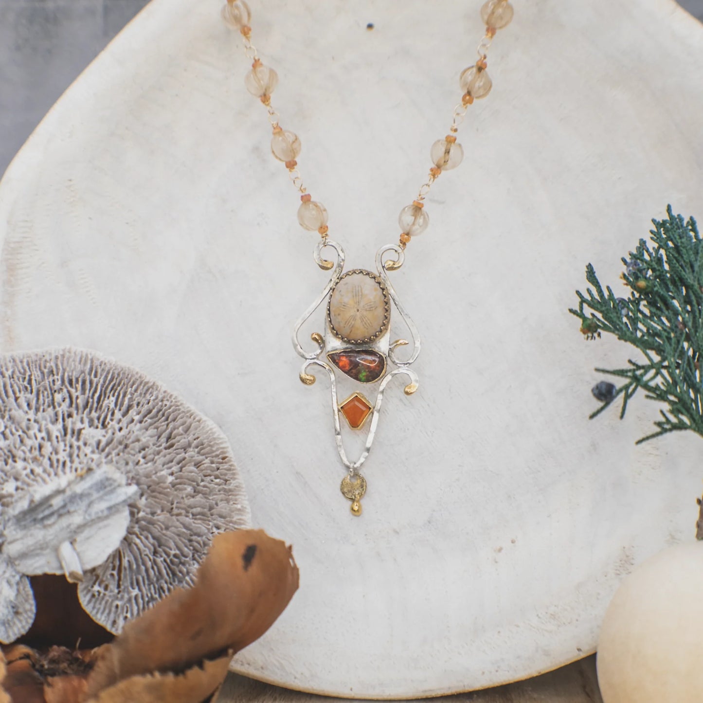 Aster Jewelry "Sediment and Flame II" Necklace