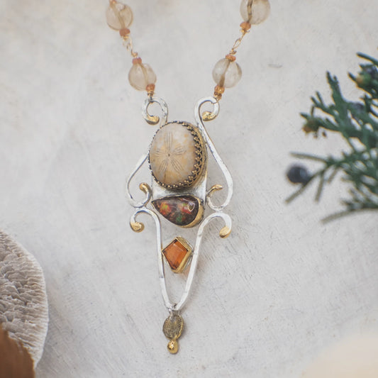 Aster Jewelry "Sediment and Flame II" Necklace