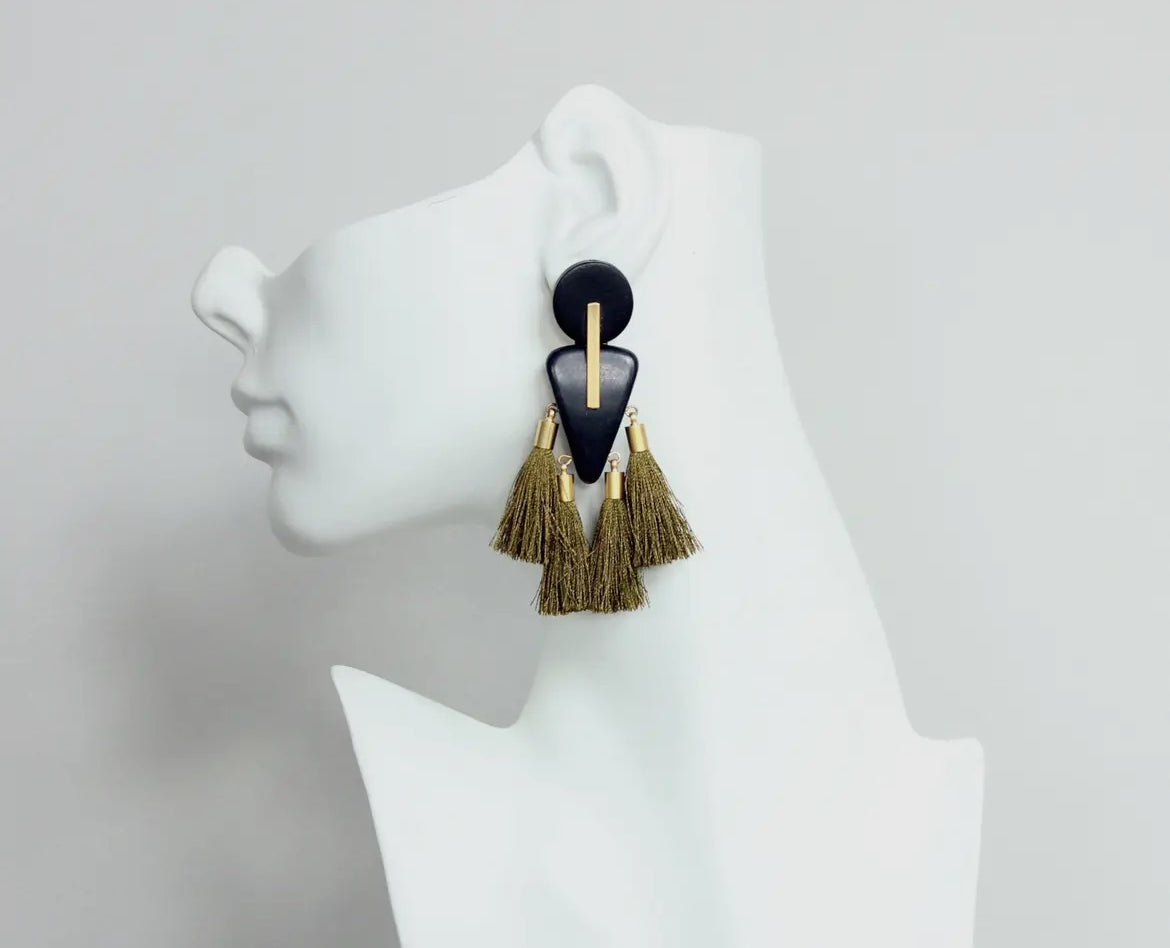 David Aubrey Mustard Tassel Earrings